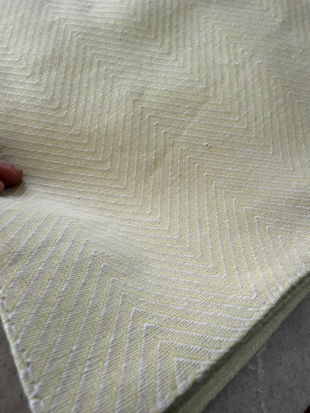 New set of 4 Light sage green cotton Chevron Placemats